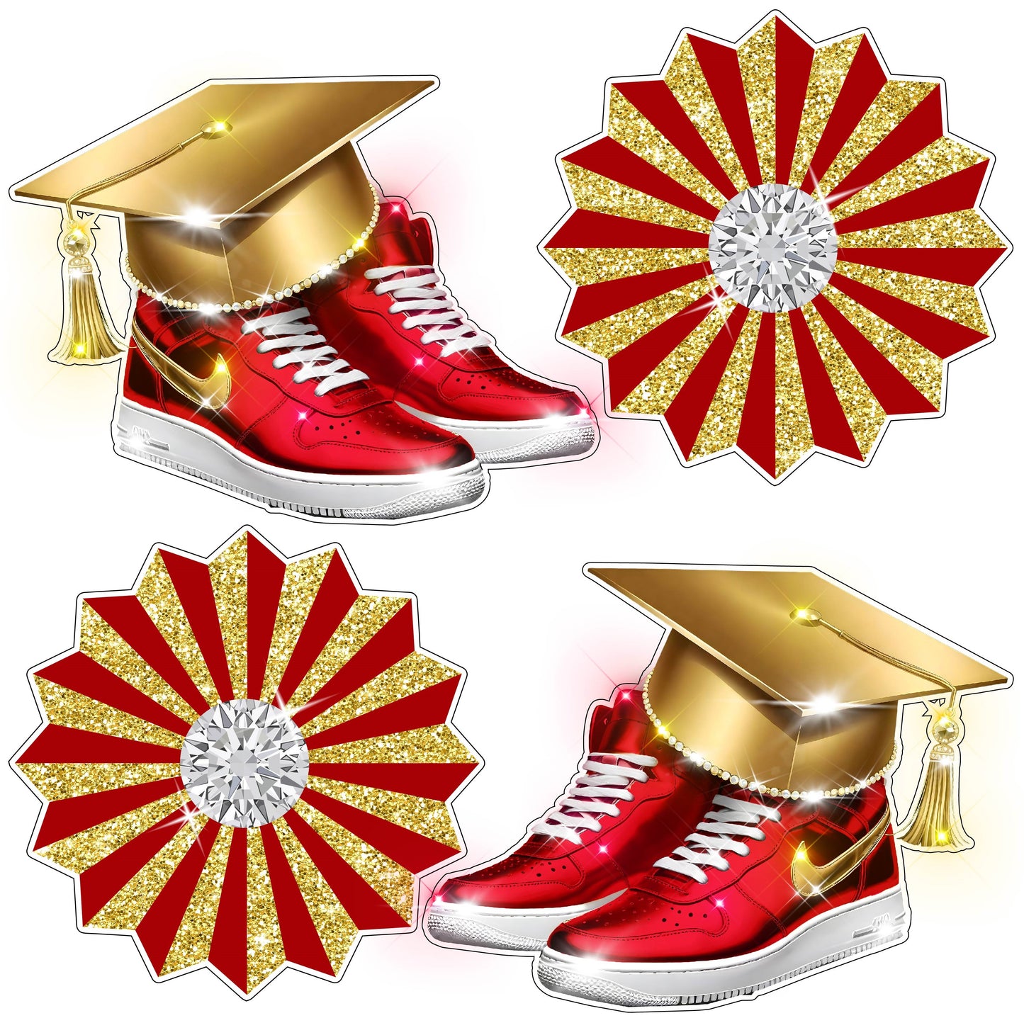 Graduation Cap Shoes and Fans (Diamonds) - Half Sheet Misc.