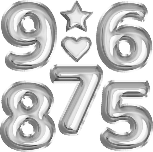 Silver Foil Numbers 23" In 5-9 Half Sheet