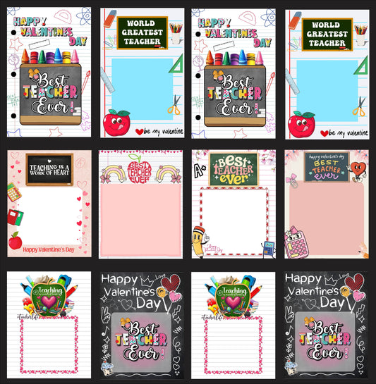 Valentine's Day Teacher Jumbo Cards Set 2 Half Sheet