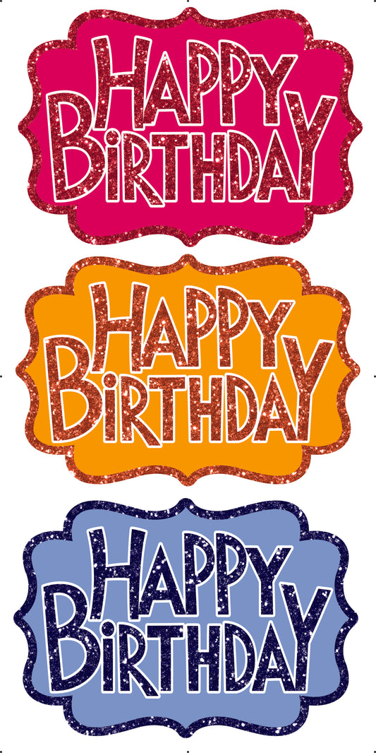 Happy Birthday Showpieces x 3 Set 3