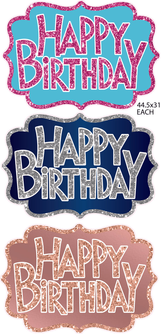 Happy Birthday Showpieces x 3 Set 1