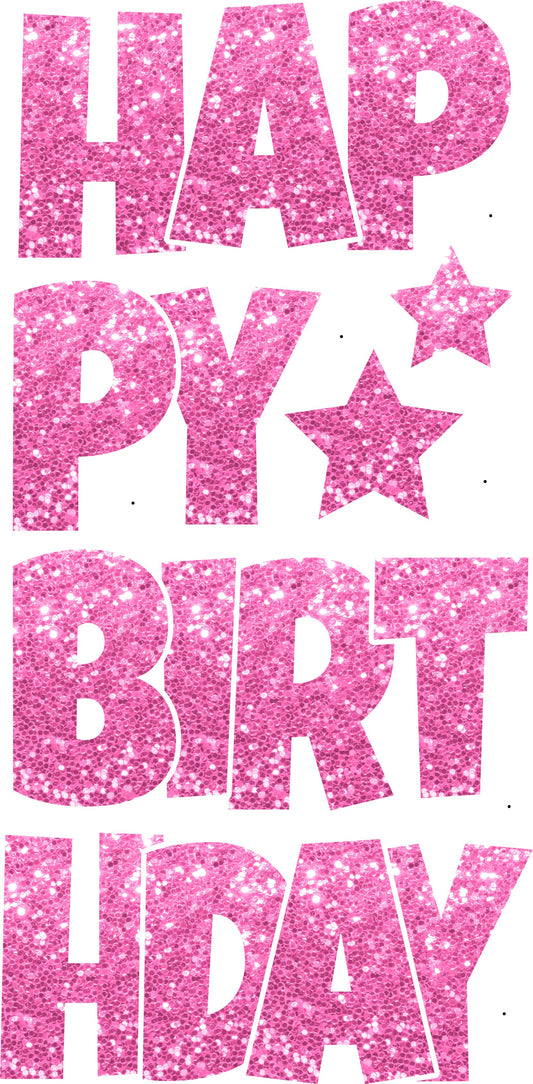 Happy Birthday 6 pc Ez Set CHUNKY GLITTER Bubble Gum Pink