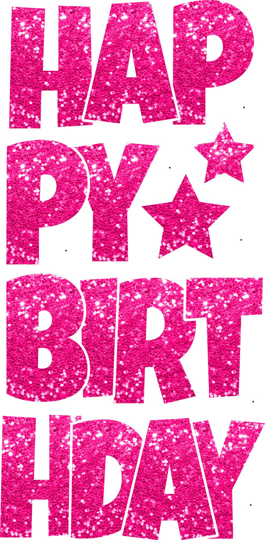 Happy Birthday 6 pc Ez Set CHUNKY GLITTER Hot Pink