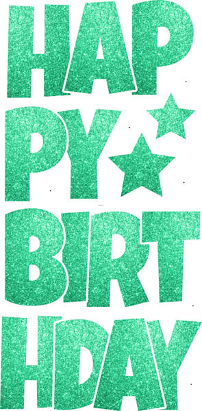 Happy Birthday 6 pc Ez Set Bright Glitter Green