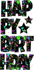 Happy Birthday 6 Pc EZ Set Neon Splatter