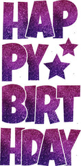 Happy Birthday 6 pc Ez Set OMBRE Glitter Fuchsia and Purple