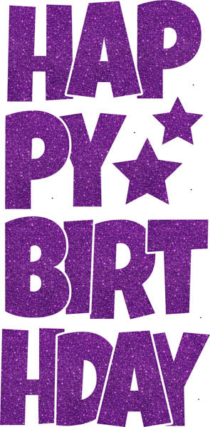 Happy Birthday 6 pc Ez Set SPARKLY GLITTER Purple 2