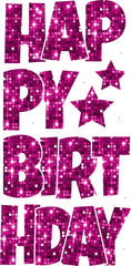 Happy Birthday 6 Pc EZ Set Sparkle Sequins  Fuchsia