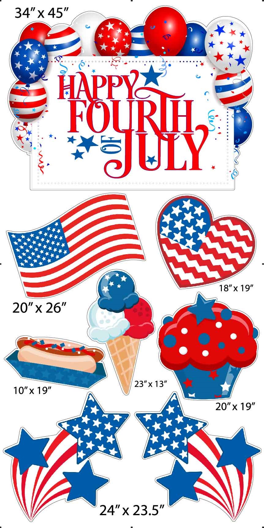 4th Fourth of July Set 1 Full Sheet - Red White and Blue