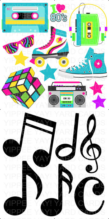 80's and Music Notes Combo Sheet – Yippee Yay! Yard Cards