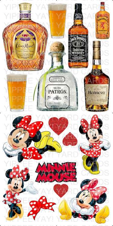 Alcohol and Red Minnie Mouse Image Combo Sheet
