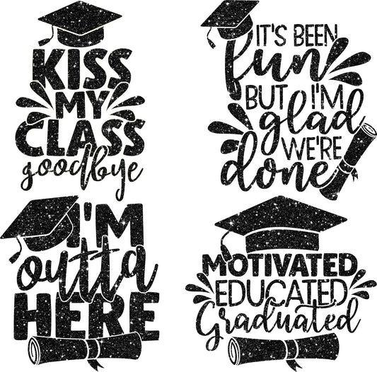 Graduation Sayings or Accents Set 1 - Black Glitter - Half Sheet Misc.