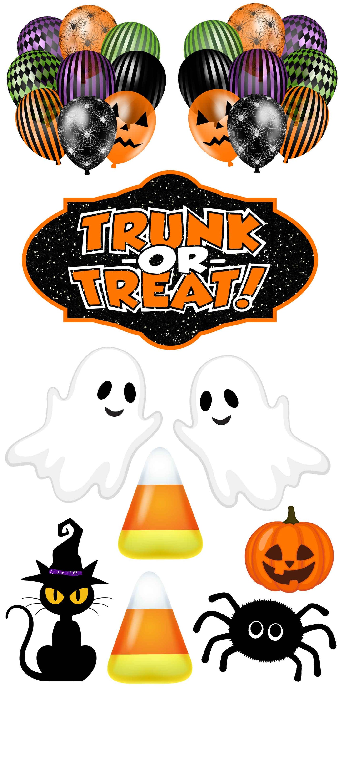 Trunk or Treat Set 1 BOO Halloween Balloons Full Sheet