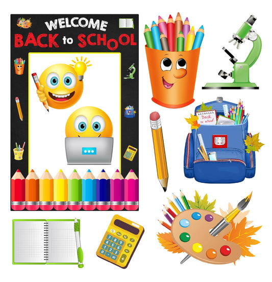 School - Back to School - Supplies and Picture Frame - Half Sheet Misc. (Must Purchase 2 Half sheets - You Can Mix & Match)