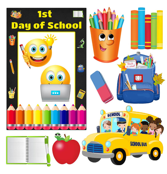 School - Back to School - Supplies and Picture Frame Set 3 - First Day of School - Half Sheet Misc. (Must Purchase 2 Half sheets - You Can Mix & Match)