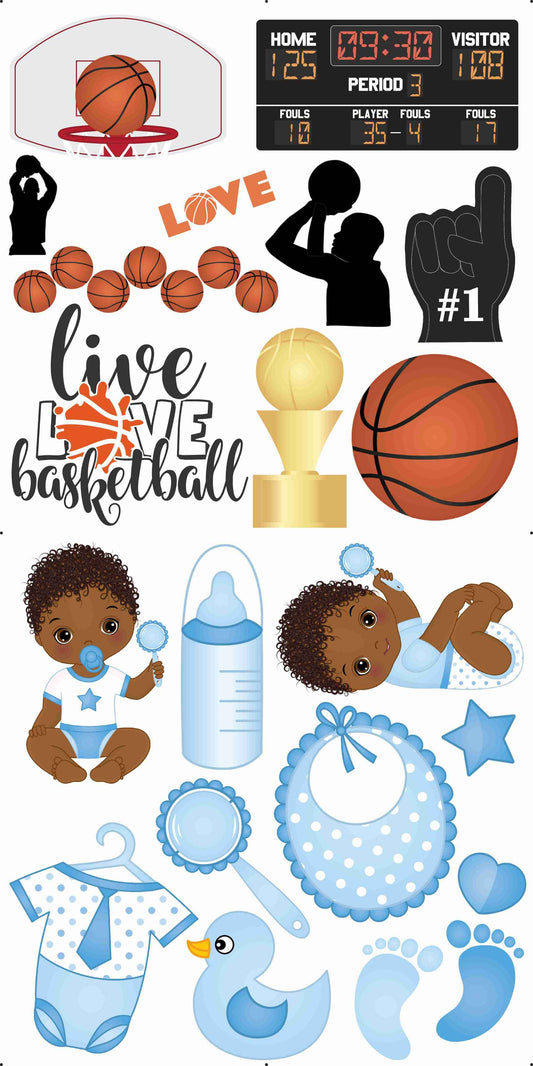 Basketball and Cute Baby Boy Combo Sheet