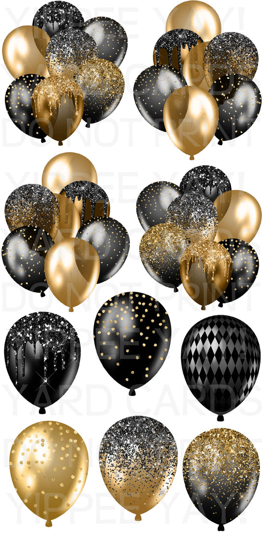 Black and Gold 2 Balloon Bunches