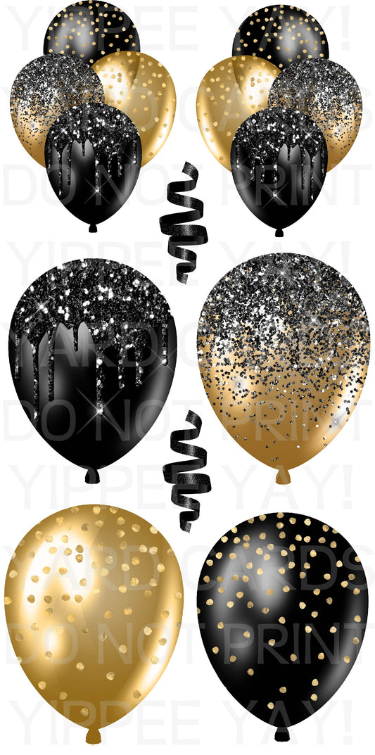 Black and Gold Balloon Bunches 3