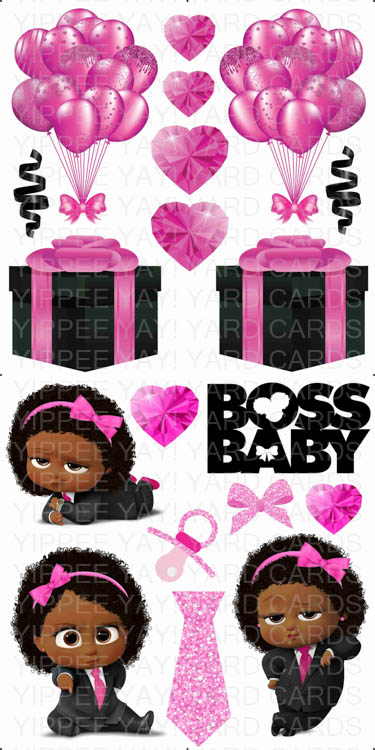 Black and Hot Pink Balloons and Boss Baby Girl
