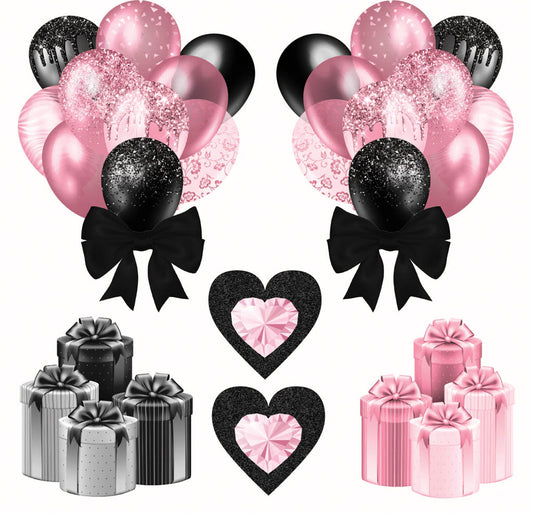 Black and Pink 1 Half Sheet  (Must Purchase 2 Half sheets - You Can Mix & Match)