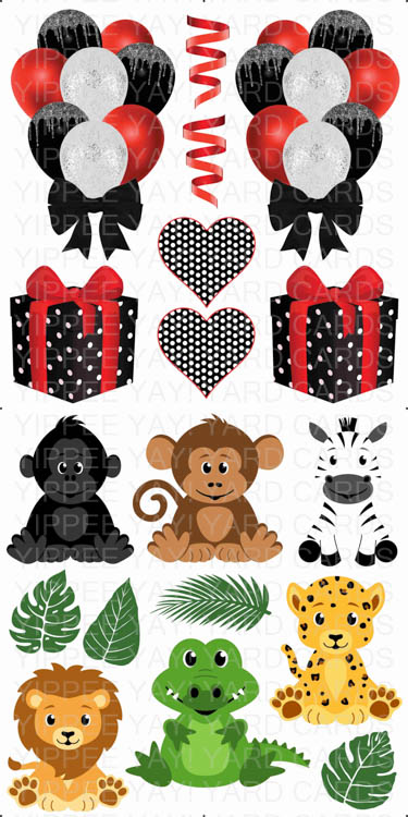 Black and Red 3 and Safari Animals 2