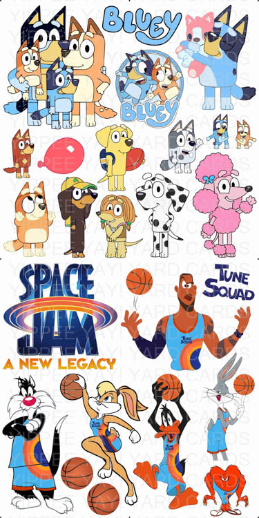 Bluey and Space Jam Combo Sheet