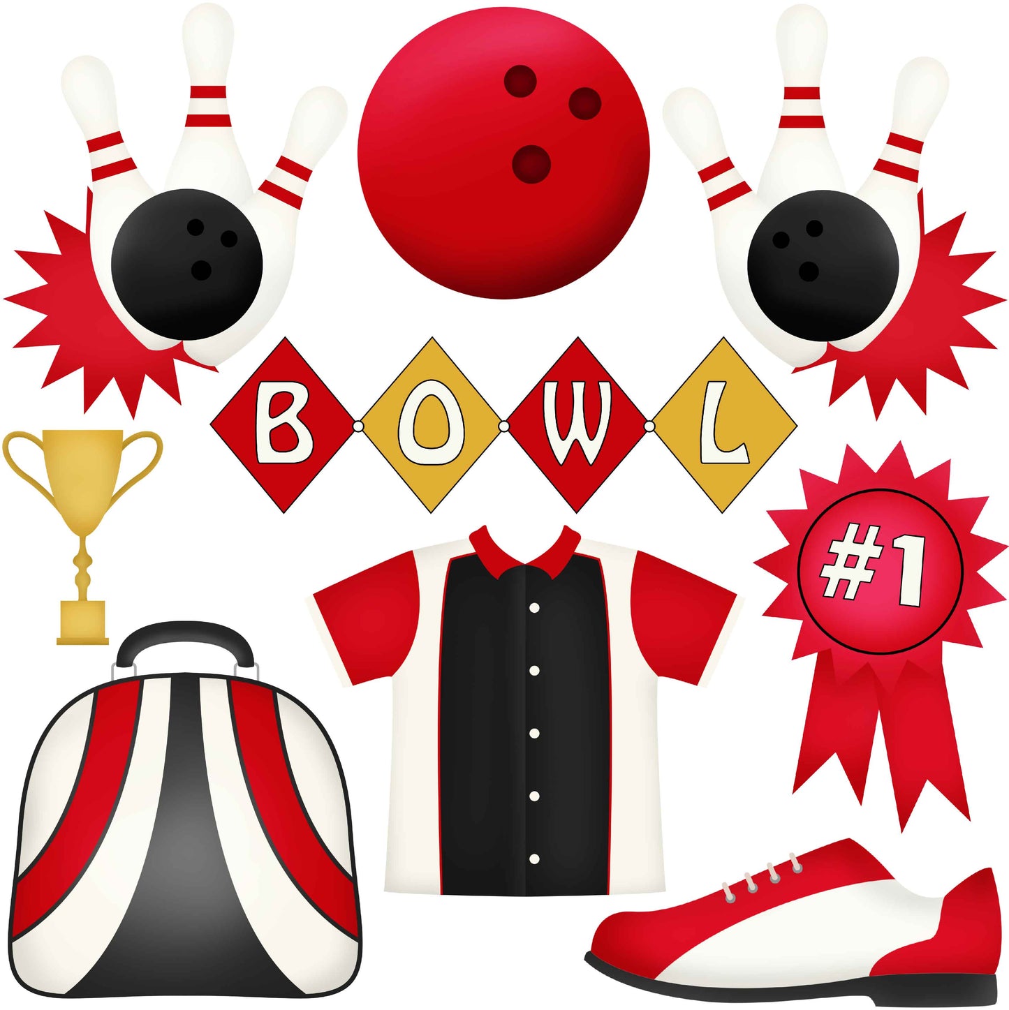 Bowling Set 3 Half Sheet Misc. (Must Purchase 2 Half sheets - You Can Mix & Match)
