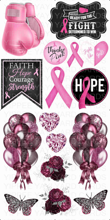 Breast Cancer and Burgundy Balloons Combo Sheet