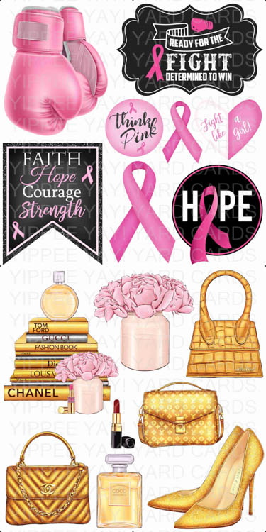 Breast Cancer and Gold Fashion Combo Sheet