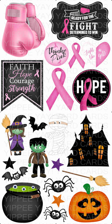 Breast Cancer and Halloween Set 1 Combo Sheet