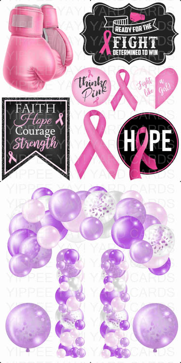 Breast Cancer and Purple and White Balloons Combo Sheet