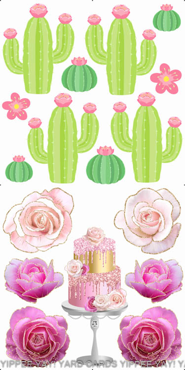 Cactus and Pink Cake Combo Sheet