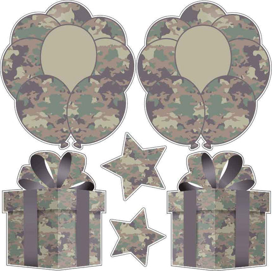 Camo Balloons Half Sheet  (Must Purchase 2 Half sheets - You Can Mix & Match)