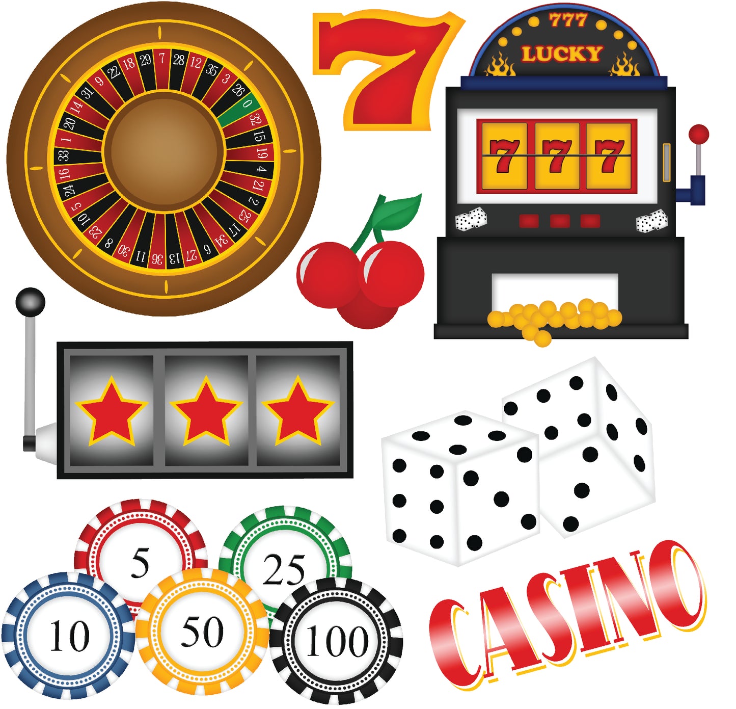 Casino Theme Set 2 Half Sheet Misc. (Must Purchase 2 Half sheets - You Can Mix & Match)