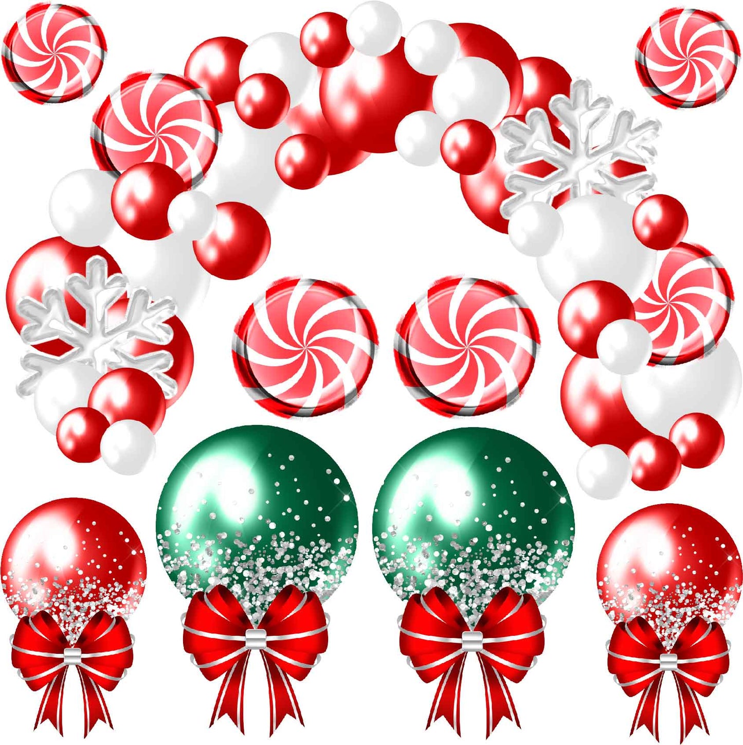 Christmas Balloons and Arch Set 1 Half Sheet  (Must Purchase 2 Half sheets - You Can Mix & Match)