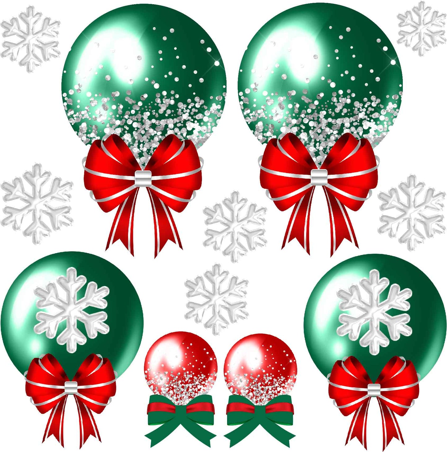 Christmas Balloons Green Set 1 Half Sheet  (Must Purchase 2 Half sheets - You Can Mix & Match)