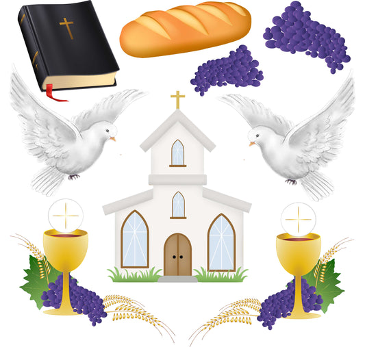 Religious Set 4 - Church - Communion - Spiritual Sayings - Church- Religious Sayings Half Sheet