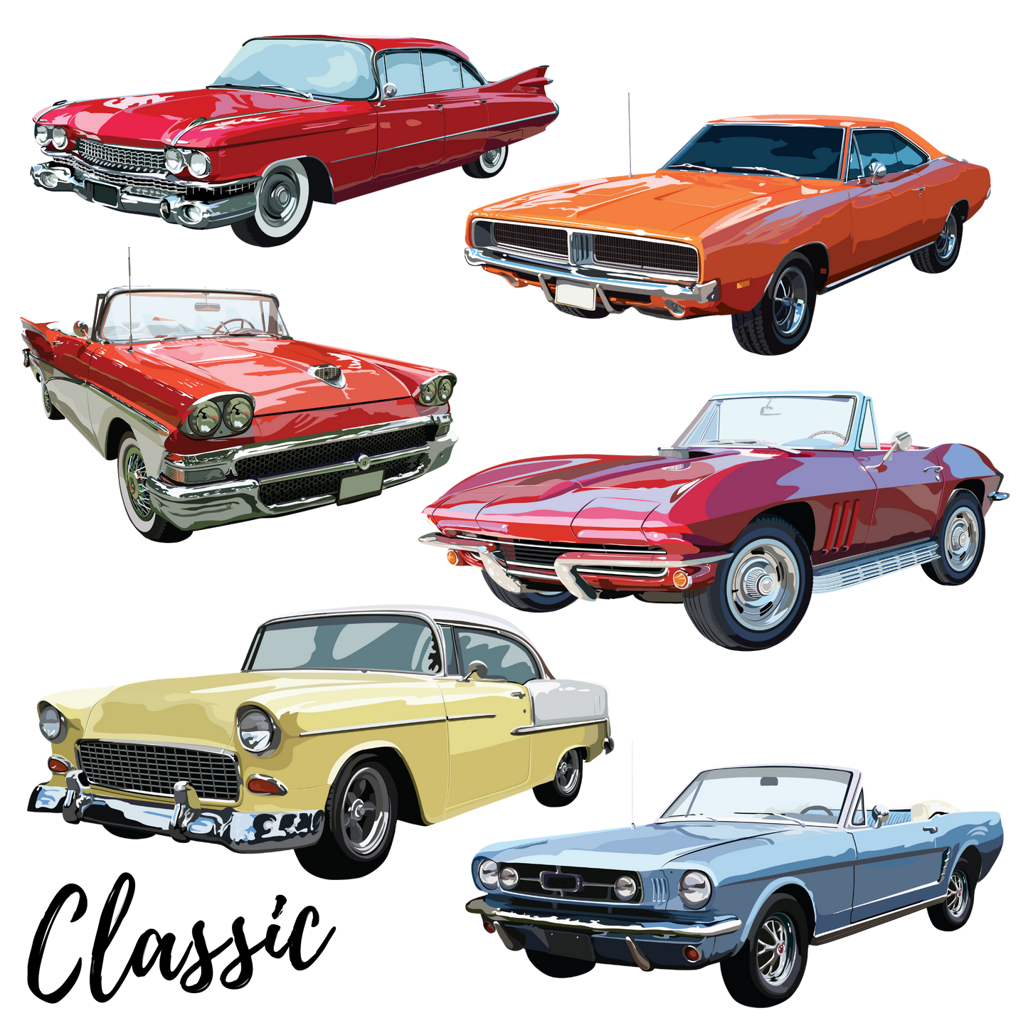 Classic Cars Half Sheet Misc. (Must Purchase 2 Half sheets - You Can Mix & Match)