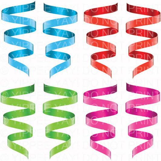 Streamers - Curly Ribbons Half Sheet Misc. (Must Purchase 2 Half sheets - You Can Mix & Match)