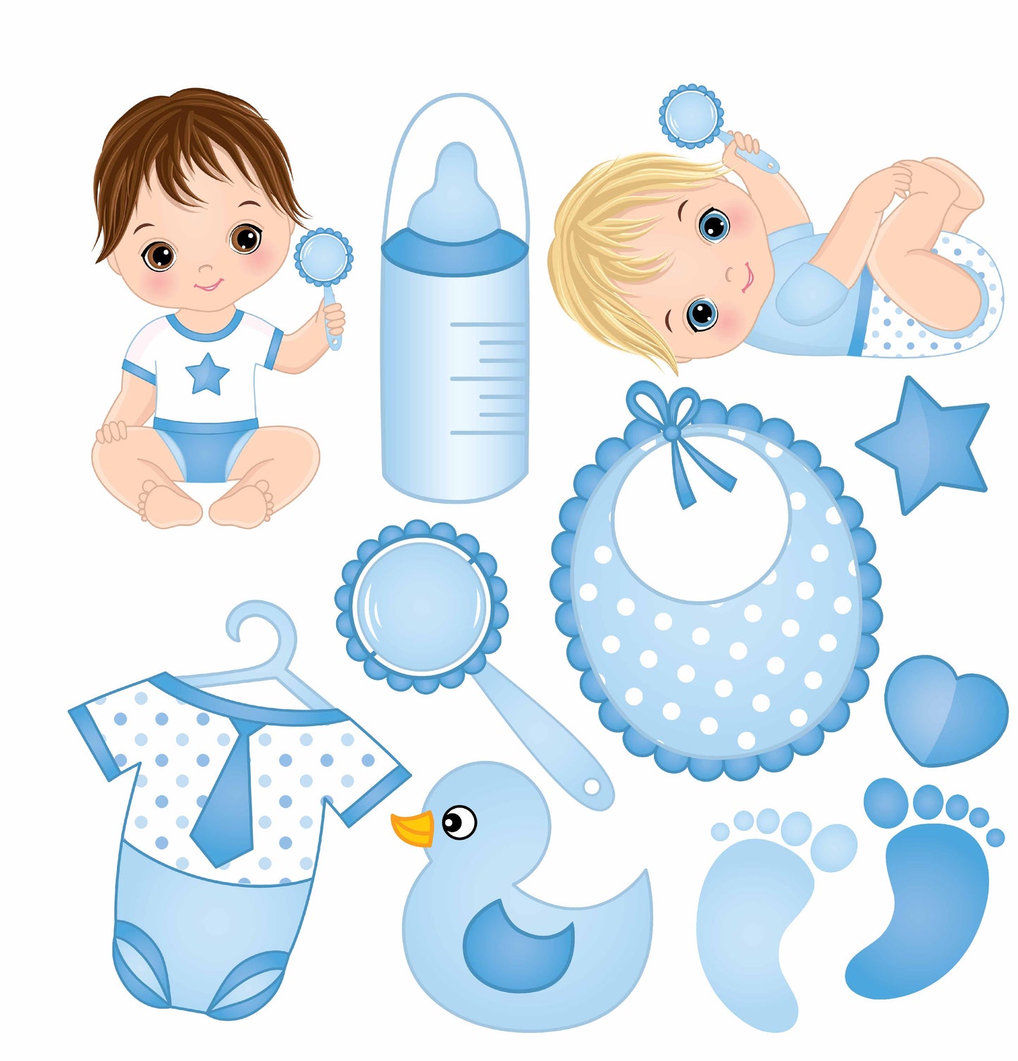 Cute Baby Boy Blue Set 3 Half Sheet Misc. (Must Purchase 2 Half sheets - You Can Mix & Match)