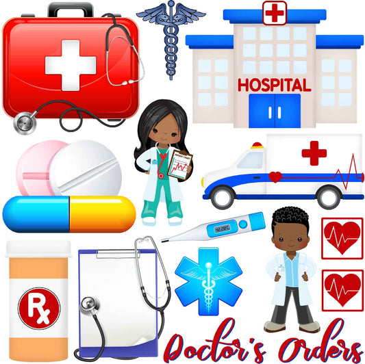 Doctor - Healthcare - Nurse - Set 2 - Half Sheet Misc. (Must Purchase 2 Half sheets - You Can Mix & Match)