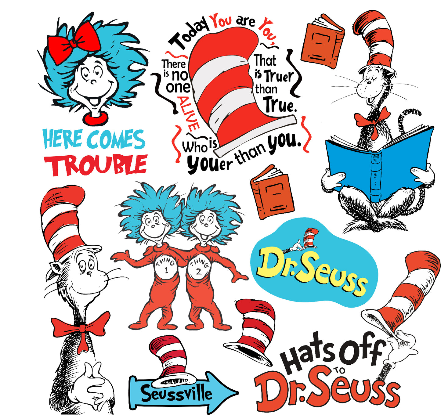 Dr. Seuss - Reading - Set 1 Theme Half Sheet Misc. (Must Purchase 2 Half sheets - You Can Mix & Match)