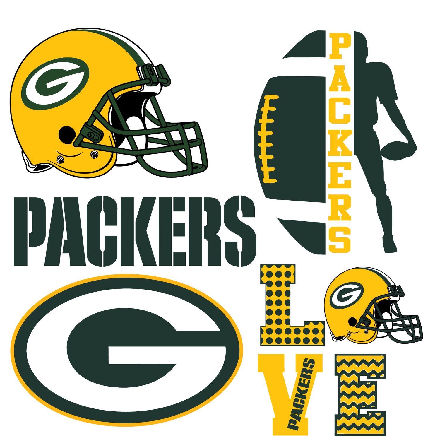 Green Bay Packers 1 Half Sheet Misc. (Must Purchase 2 Half sheets - You Can Mix & Match)