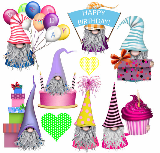 Gnomes - Birthday - Half Sheet Misc. (Must Purchase 2 Half sheets - You Can Mix & Match)