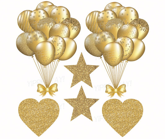 Gold Balloons 2 Half Sheet  (Must Purchase 2 Half sheets - You Can Mix & Match)
