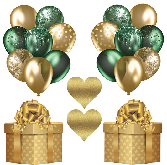 Green and Gold Balloons Half Sheet (Must Purchase 2 Half sheets - You Can Mix & Match)