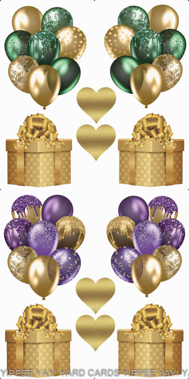Green and Gold and Purple and Gold Balloons Combo Sheet