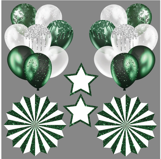 Green and White Balloons Half Sheet (Must Purchase 2 Half sheets - You Can Mix & Match)