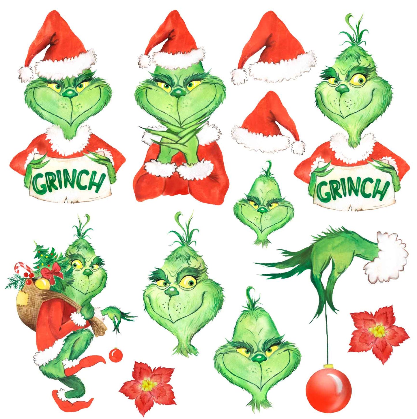 Grinch WC Half Sheet  (Must Purchase 2 Half sheets - You Can Mix & Match)