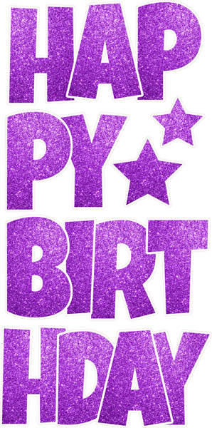 Happy Birthday 6 pc Ez Set Bright Glitter Light Purple